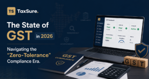TaxSure Consultancy professional analysis of Indian GST 2026 compliance and revenue growth trends for businesses in Guwahati.