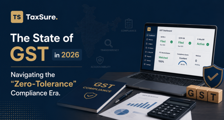 TaxSure Consultancy professional analysis of Indian GST 2026 compliance and revenue growth trends for businesses in Guwahati.