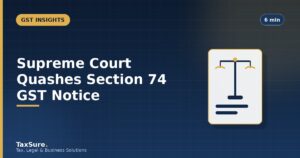 Supreme Court gavel and scales of justice illustration for the Section 74 GST notice ruling against Tata Steel
